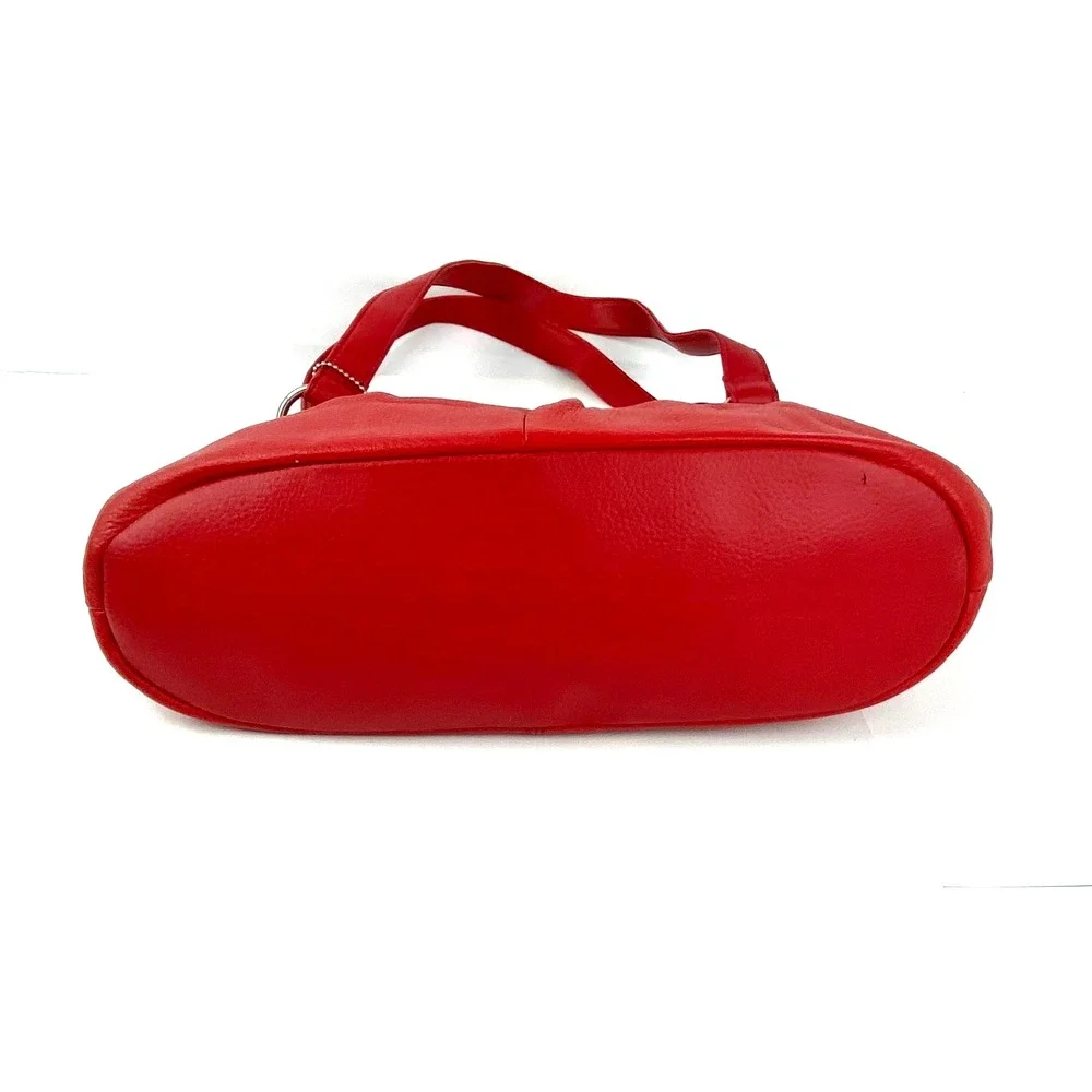 St. John's Bay Genuine Leather Shoulder Bag Red Purse Handbag Satchel Hobo Fine!